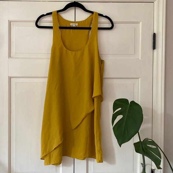 Urban Outfitters Silence + Noise Mustard Layered Short Casual Tank Dress Wedding - Picture 2 of 7